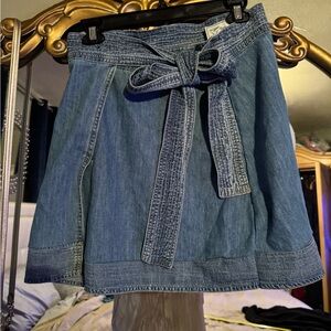 Blue white  jeans denim wrap skirt NWOT size small